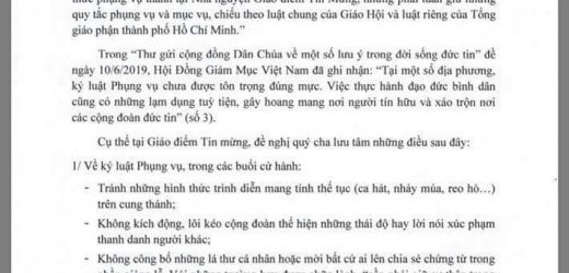 Thông Báo Của Tòa Tổng Giám Mục Sàigòn