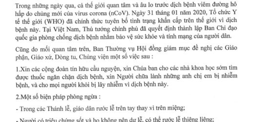 Thông Báo: Phòng Chống Dịch Bệnh Viêm Đường Hô Hấp Do Virus Corona