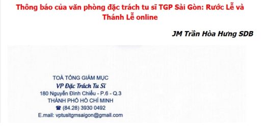 Thông Báo Của Văn Phòng Đặc Trách Tu Sĩ TGP Sài Gòn: Rước Lễ Và Thánh Lễ Online