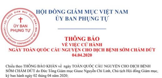Thông Báo Về Việc Cử Hành Ngày Toàn Quốc Cầu Nguyện Cho Dịch Bệnh Sớm Chấm Dứt