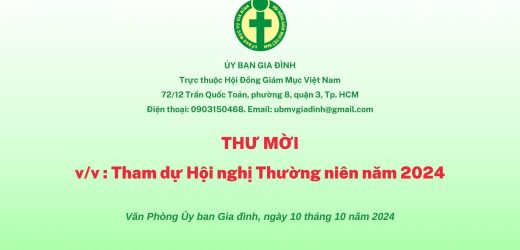 Ủy Ban Gia Đình: Thư Mời Tham Dự Hội Nghị Thường Niên Năm 2024