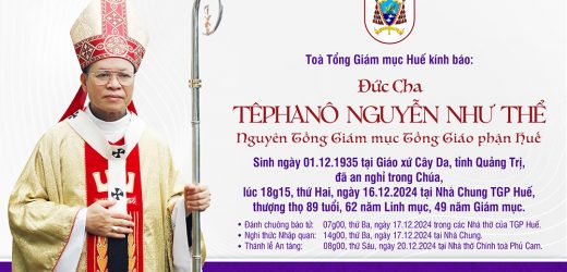 Tin Báo Đức Nguyên TGM Têphanô Nguyễn Như Thể Qua Đời
