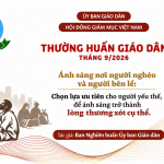 Ủy Ban Giáo Dân – Thường Huấn Tháng 9/2026: Ánh Sáng Nơi Người Nghèo Và Người Bên Lề – Chọn Lựa Ưu Tiên Cho Người Yếu Thế, Để Ánh Sáng Trở Thành Lòng Thương Xót Cụ Thể